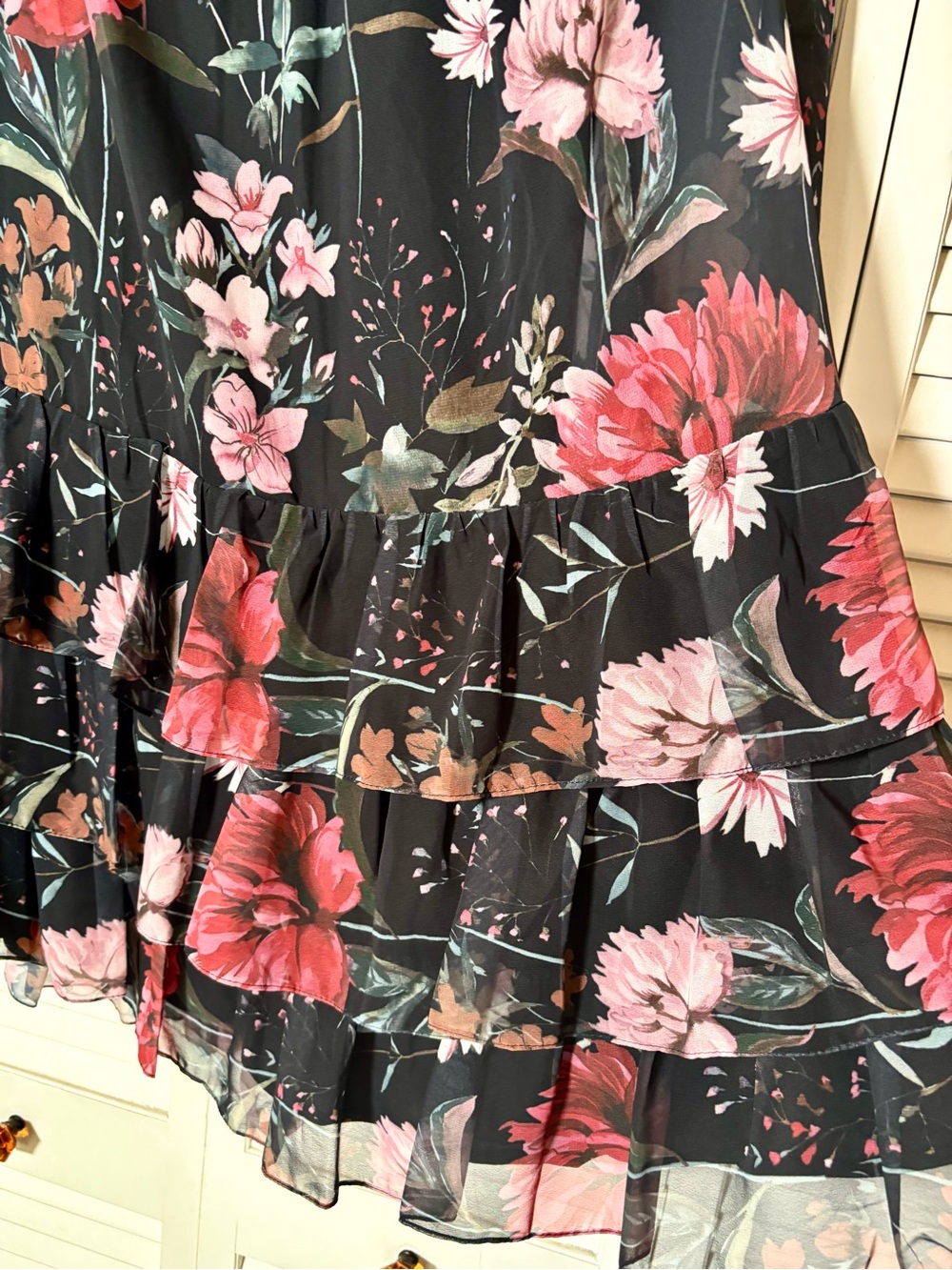 NWT Mac Duggal IEena Floral Ruffle Chiffon Dress Size 12 - Picture 8 of 11